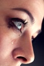 Beauty girl cry on black background Royalty Free Stock Photo