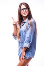 Beauty girl in jeans shirt posing Royalty Free Stock Photo