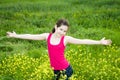 Beauty girl with open hands Royalty Free Stock Photo