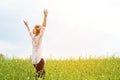 The beauty of a girl outdoors, enjoying nature and freedom and enjoying life. Beautiful girl in a white shirt, strolls Royalty Free Stock Photo