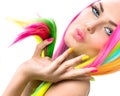 Beauty Girl Portrait with Colorful Makeup Royalty Free Stock Photo