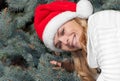 Beauty girl in santa red cap Royalty Free Stock Photo