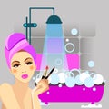 Beauty girl spa vector towel care illustration face woman female