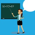 Beauty Girl Teacher with chalkboard background