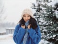 Woman on the Winter Background Royalty Free Stock Photo