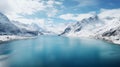 Beauty of a glacial lake surrounded by snow-capped mountains