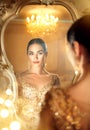 Beauty glamour lady looking in the mirror Royalty Free Stock Photo