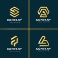 Beauty gold logo collection, letter, construction, business, finance, gold Premium Vector