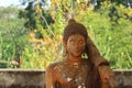 The beauty of the golden Buddha image in Lanna style in Northern Thailand, Buddhist culture. Royalty Free Stock Photo