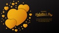 Beauty of group golden heart shape for greeting card valentine`s day