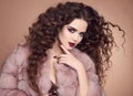 Beauty hair. Glamour fashionable portrait of beautiful brunette Royalty Free Stock Photo