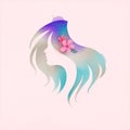 Beauty hair salon, beauty logo silhouette plus abstract watercolor painted. Digital art painting. Vector illustration Royalty Free Stock Photo