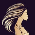 Beauty, hair studio, nail salon, spa illustration. Beautiful, attractive woman. Long, wavy blonde hair. Royalty Free Stock Photo