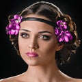 Beauty with hairband and flowers Royalty Free Stock Photo