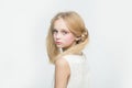 Beauty hairdresser salon. healthy long hair with natural color. hair care dyeing. retro blonde teen. Vintage