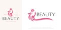 Beauty hairstyle and flower logo design