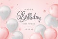 beauty happy birthday invitation with balloons vector illustration