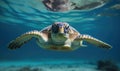 The beauty of happy sea turtle captured in an underwater portrait Creating using generative AI tools Royalty Free Stock Photo