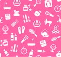 Beauty and health, background, seamless, pink, vector.