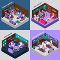 Beauty And Health Procedures Isometric Compositions