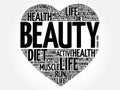 BEAUTY heart word cloud Royalty Free Stock Photo