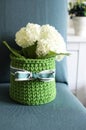 Beauty hydrangea in the basket Royalty Free Stock Photo