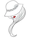 Beauty icon Girl with a hat and red lips, vector illustration Royalty Free Stock Photo