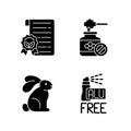 Beauty industry isuues black glyph icons set on white space Royalty Free Stock Photo