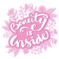 Beauty inside hand lettering.