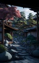 Beauty of Japanese Landscaping Home with a 3D Effect Realistic Rendering