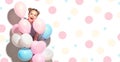 Beauty joyful teenage girl with colorful air balloons Royalty Free Stock Photo