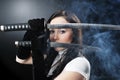 Beauty katana Killer girl Royalty Free Stock Photo