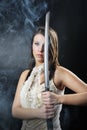 Beauty katana Killer girl Royalty Free Stock Photo