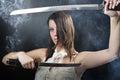 Beauty katana Killer girl Royalty Free Stock Photo