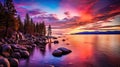 beauty lake tahoe sunset Royalty Free Stock Photo