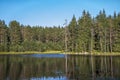 Beauty landscape at mountain lake with calm water, tree reflection and beauty sky Royalty Free Stock Photo