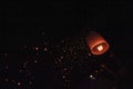 The beauty of the lanterns floating in the sky during the Yi Peng Festival and the Floating Lantern Festival in Chiang Mai Royalty Free Stock Photo