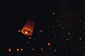 The beauty of the lanterns floating in the sky during the Yi Peng Festival and the Floating Lantern Festival in Chiang Mai Royalty Free Stock Photo