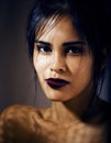 beauty latin young woman in depression, hopelessness look, fashi Royalty Free Stock Photo