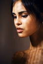 beauty latin young woman in depression, hopelessness look, fashi Royalty Free Stock Photo