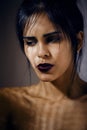 Beauty latin young woman in depression, hopelessness look, fashion makeup modern Royalty Free Stock Photo