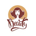 Beauty lettering composition and retro pinup girl for your logo