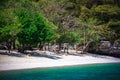 Beauty limestone rock in the ocean and beach with Royalty Free Stock Photo