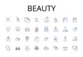 Beauty line icons collection. Elegance, Splendor, Attractiveness, Charm, Gracefulness, Magnificence, Gorgeousness vector Royalty Free Stock Photo