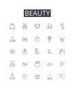 Beauty line icons collection. Elegance, Splendor, Attractiveness, Charm, Gracefulness, Magnificence, Gorgeousness vector