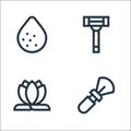 beauty line icons. linear set. quality vector line set such as brush, lotus, razor Royalty Free Stock Photo