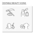 Beauty line icons set