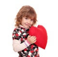 Beauty little girl holding red heart