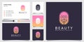 Beauty logo with modern gradient concept and business card design template Premium Vector Royalty Free Stock Photo