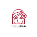 Beauty logo with simple line design vector, women logos Royalty Free Stock Photo